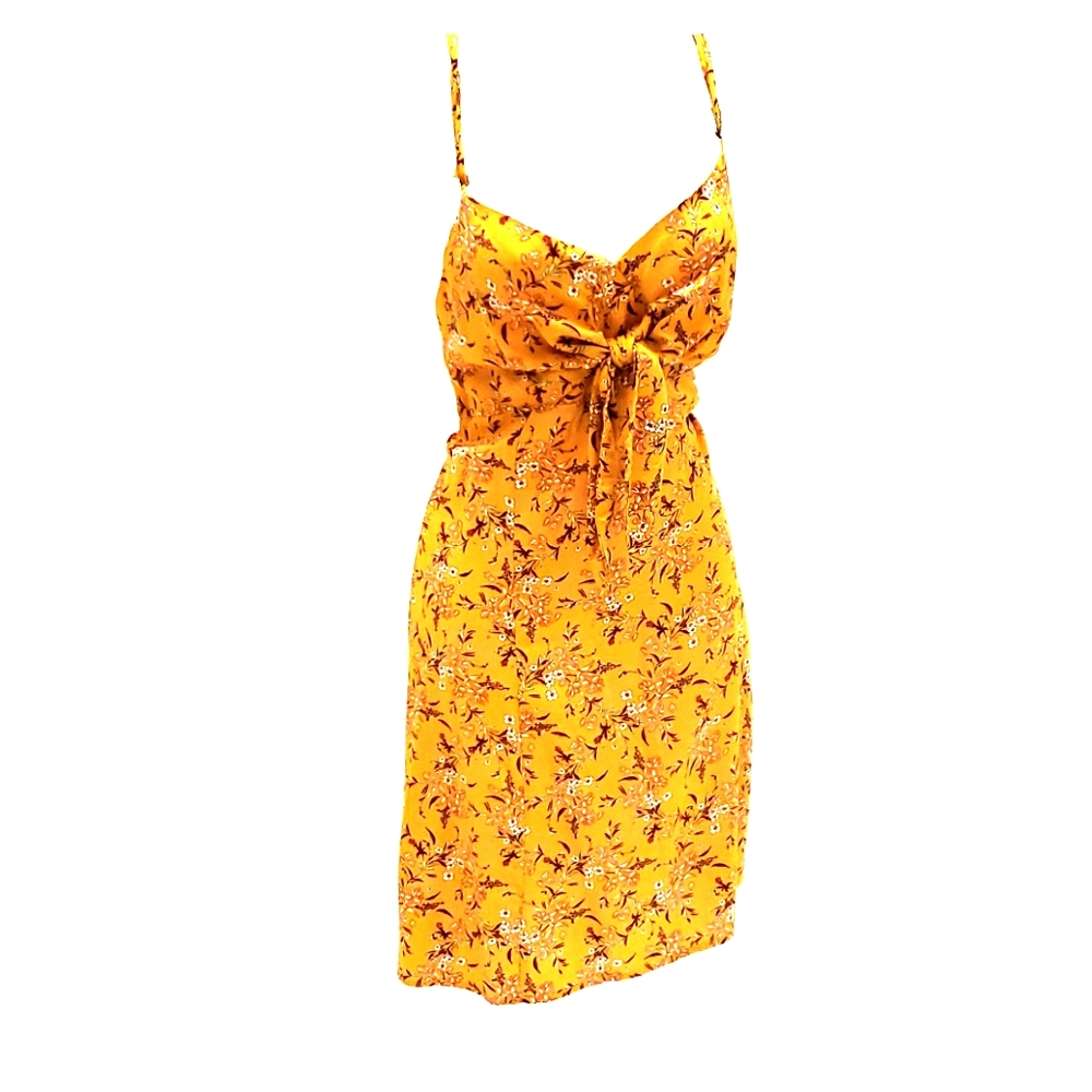 Yellow floral cocktail dress